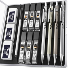 37PCS Art Mechanical Pencil Set, Metal Drafting Pencils 0.5 Mm, 0.7 Mm, 0.9 Mm &