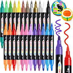 TBC the Best Crafts 24 Colors Dual Tip Acrylic Paint Markers,Waterproof, Non-Tox