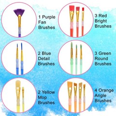 15Pcs Paint Brushes Value Pack, Includes 15 Different Types Large, Multicolor