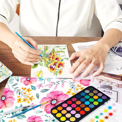Watercolor Paint, 48 Colors Washable Watercolor Paint Set with a Brush