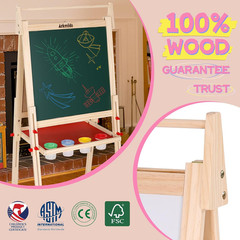 Easel for Kid,Height Adjustable Wooden Art Easel,Whiteboard Chalkboard with Pape