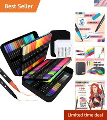 Vibrant Dual-Point Brush and Fine Tip Markers Set for Adults & Kids Art Projects