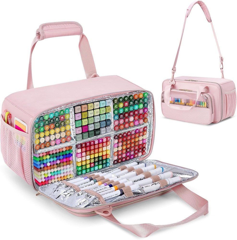 “Marker Organizer Case Holding up to 216 Markers, Storage Carrying Pink “
