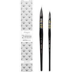 ARTEGRIA Watercolor Brush Set – Synthetic Squirrel Quill Brushes, Sizes # 2 # 6
