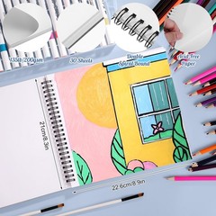 Alcohol Marker Paper Pad 8.3×8.9in, Double Sided, 30 Sheets,Smooth Paintin White