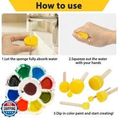 MAQIHAN 32 Round Sponge Paint Brush – Circle Foam Paint Brushes Small Sponge