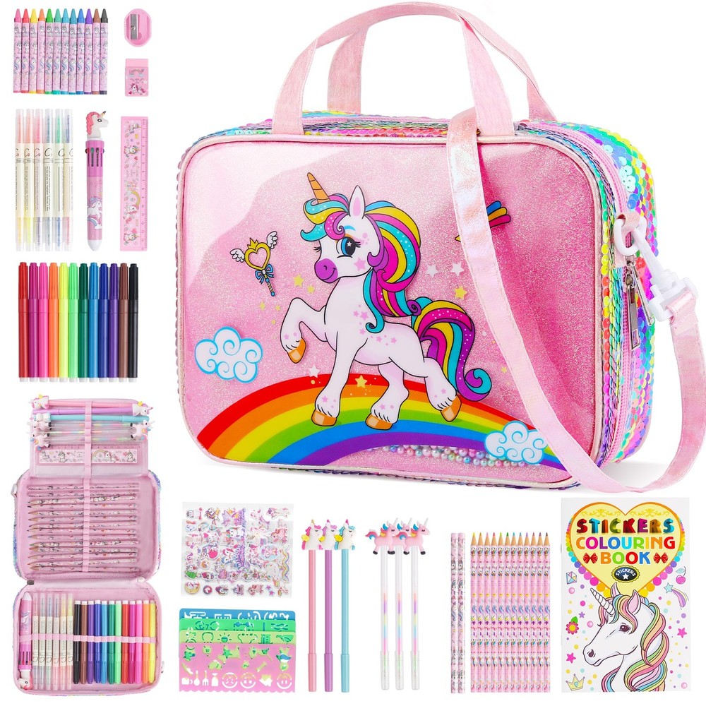 D-FantiX Unicorn Art Supplies Convertible Bag for Normal Size, Multicolour