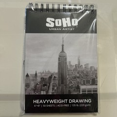 SOHO Urban Artist Book 6×8″ Drawing Sketchbook Traveler Journal, 50 Pages 135lb