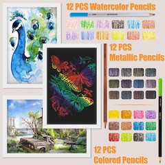 Art Supplies Drawing Pencils Set – 76 Pack Pro Sketching Kit with Sketchbook