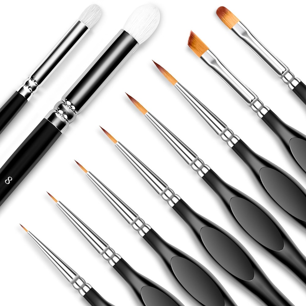 10PCS Detail Paint Brushes Drybrush Set – Precision Round, Filbert Angular B…