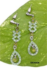 Crystal Tear Drop Dangle Earrings – Green – ER-EA768GN