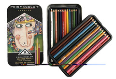 PRISMACOLOR PREMIER COLORED PENCILS Set of 24 in Metal Tin Drawing FINE ART EUC