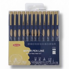 12pc Black Fineliner Pens Waterproof Fine Tip Drawing Sketch Art Set