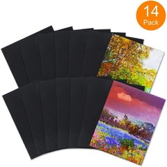 Black Canvas Panels 8×10 Inch 14 Pack 100% Cotton Primed Painting Canvas Boards