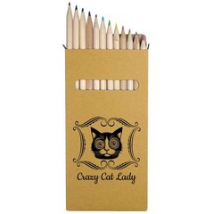 12 x ‘Funny Crazy Cat Lady’ Long Colour Pencils (PE00094887)