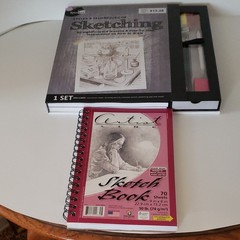 Artist’s Line Sketch Book 11″× 11″. Smaller sketch book is new 9″×6″.