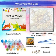Butterfly Sunflower Paint by Numbers Kit for Adults Beginner & Kids Ages 8-12…