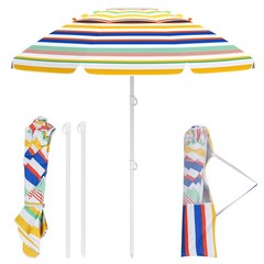 6.5 Feet Beach Umbrella with UPF50+ Sun Protection and Push Button Tilt-Colorful