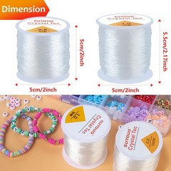 Elastic String Bracelet 0.8mm 1.0mm Crystal Cord 200M White 2 Rolls SUTOUG