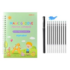 Magic Practice Copybook Set Reusable Calligraphy Writing Pen Preschool Kids 4PC