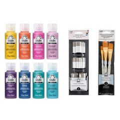 Mindful Matte Acrylic Craft Paint Kit, Energetic Colors, 19 Piece Set with 8 …