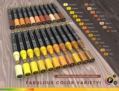 22 Acrylic Paint Pens (YELLOWS & BROWNS) Pro Color Series Set (3mm MEDIUM)