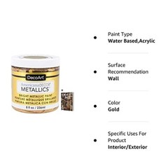 Americana Decor Metallics 24K Gold Paint – 8oz Metallic 24K Gold Acrylic Pain…