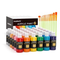 Acrylic Paint Set, 36 Classic Colors with 12 Brushes, 2 fl oz/60ml Bottles, A…