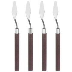 4pcs 14mm No.5 Painting Palette Knives Stainless Steel Spatula Red Wood Handle