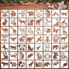 Augshy 56 Pieces Animal Stencils for Painting, 3 Inch 3 x 3 inches, White