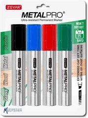 Jumbo 4-Pack Permanent Markers in Waterproof Aluminum Barrels – Versatile Colors