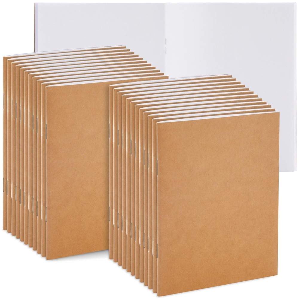 A6 Kraft Notebooks 24 Pack 4×6 Blank Sketchbooks Mini Journals for Kids