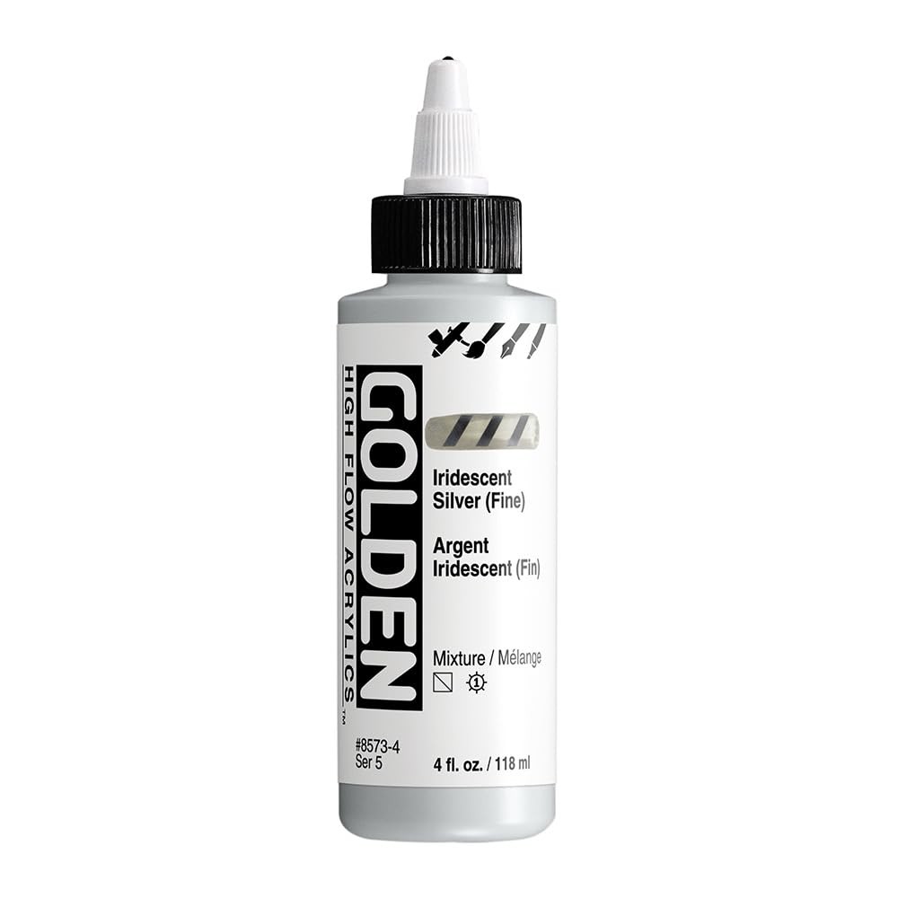 High Flow Acrylics Iridescent Silver Fine 4 fl. oz. Bottle SemiTransparent