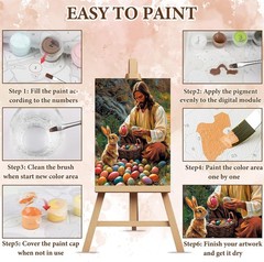 NAIMOER Easter Paint by Numbers Kits for Adults Beginner with Wooden Framed, Jes