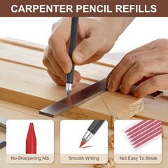 12Pcs 2.8mm Carpenter Pencil Refill, Solid Dry Pencil Refill, Red