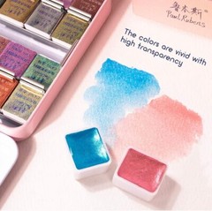 Paul Rubens Artist Grade 48 Colors Watercolor Set, Glitter Metallic Paints Set