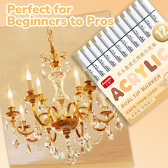 Guangna 12 Skin Tone Dual Tip Acrylic Paint Markers, Brush Tip & Chisel Tip Acry