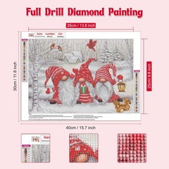 NAIMOER Christmas Gnomes Diamond Painting Kits for Adults, 5D Mittel, Red