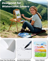 Watercolor Paper Pad 9″X12″, 300Gsm/140Lb, Cold Press Water Color Paper, Acid-Fr