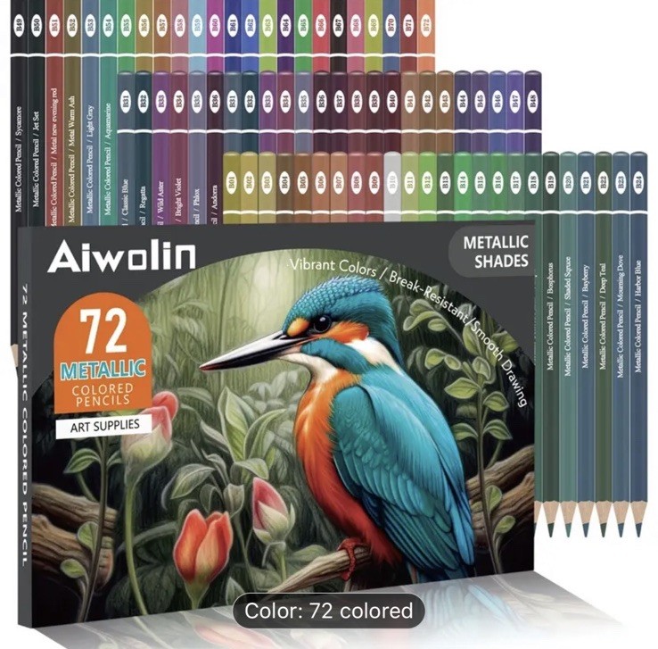 72 Aiwolin Metallic Colored Pencils NEW Shipping Included