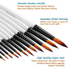 Acrylic Paint Brushes Set, 12pcs Small, Round Tip – 12 Different Size