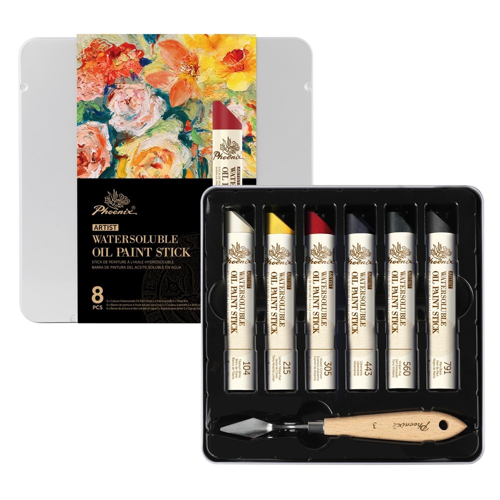 6 PCS Professional Oil Paint Stick Set 37ml Large Soft Pastels with Knife