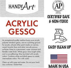 Non-Toxic 32 oz Black Acrylic Gesso – Ideal Surface Prep for Artists & Hobbyists