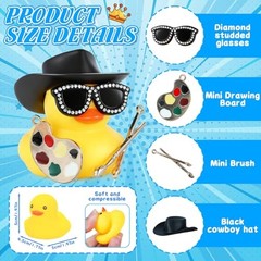 Cowboy Hat RubberDuck – Rubber Duck Accessories with Hat, Glasses Painting Duck