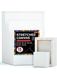 Stretched Canvas, 15 Multi Pack, 4×4, 5 x 7, 8 x 10, 9×12, 11 x 14 Inches (3 …