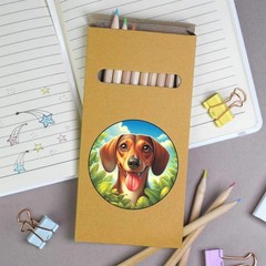 12 x ‘Happy Dachshund Portrait’ Long Colour Pencils (PE00085903)
