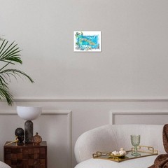 ART.COM Wall Art Print Cuba Antilles Illustrated Travel Map with Roads and Hi…