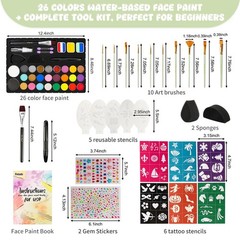 Pintada 26 Color Face 7.8in*5in*0.5in, 26 Colors Paint With Brush Set