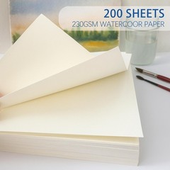 200 PCS Watercolor Paper 8.5×11 Inch 105LB/230GSM Cold Press Water Color Pape…