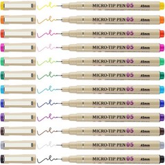Attom Tech Art [12 Colors] 05 Micro, 1 Count (Pack of 12), 12 Colors